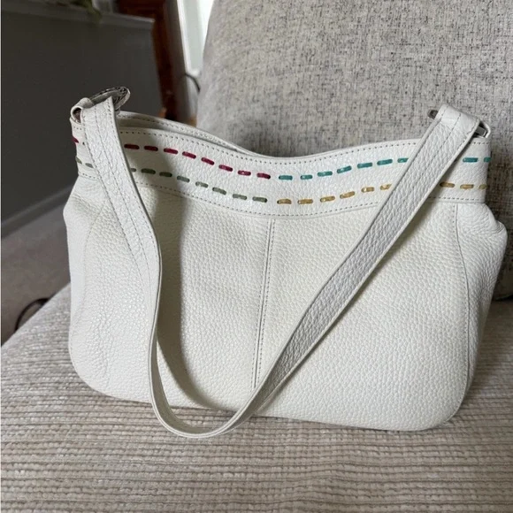 Brighton Y2K Rainbow Stitch Off White Pebbled Leather Shoulder Bag - Picture 2 of 10